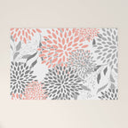 Festive, Floral Prints, Leaves and Blooms, Coral and Gray Welcome Mat Gallery Image 1