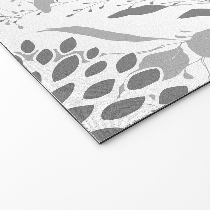 Festive, Floral Prints, Leaves and Blooms, Coral and Gray Welcome Mat Gallery Image 2