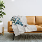 Albertus Seba Snakes Blue Snake  Throw Blanket Gallery Image 1