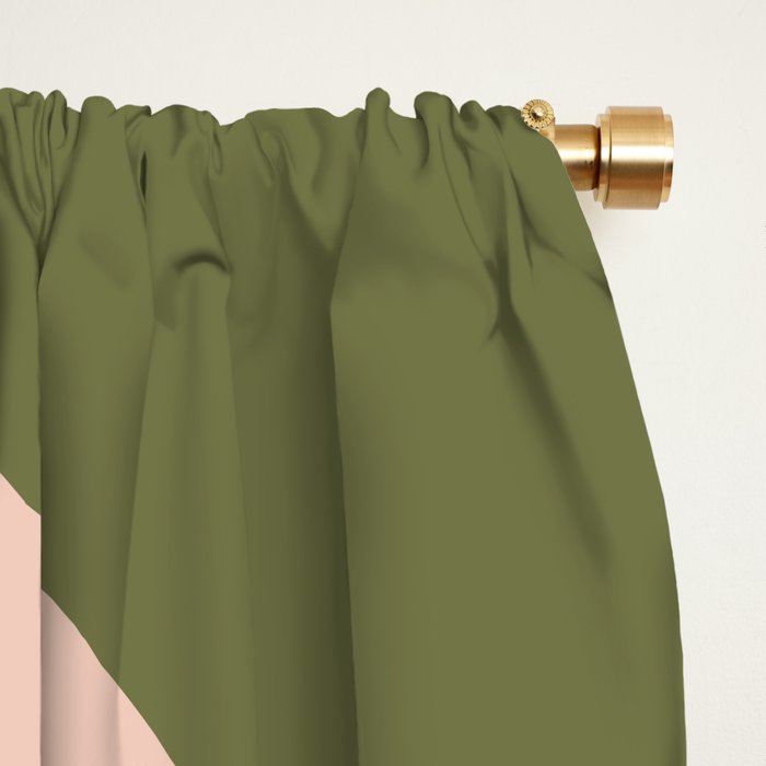 Modern Retro Liquid Swirl Abstract Pattern Sage Olive Green and Pale Blush Pink Window Curtain Gallery Image 2