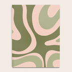 Modern Retro Liquid Swirl Abstract Pattern Sage Olive Green and Pale Blush Pink Notebook Gallery Image 4