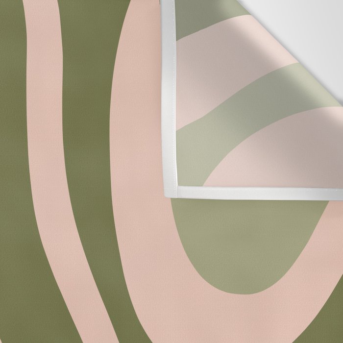 Modern Retro Liquid Swirl Abstract Pattern Sage Olive Green and Pale Blush Pink Wall Tapestry Gallery Image 3