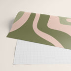 Modern Retro Liquid Swirl Abstract Pattern Sage Olive Green and Pale Blush Pink Wrapping Paper Gallery Image 2