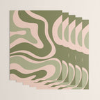 Modern Retro Liquid Swirl Abstract Pattern Sage Olive Green and Pale Blush Pink Wrapping Paper Gallery Image 3