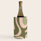 Modern Retro Liquid Swirl Abstract Pattern Sage Olive Green and Pale Blush Pink Wine Chiller Gallery Image 3