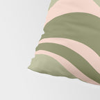 Modern Retro Liquid Swirl Abstract Pattern Sage Olive Green and Pale Blush Pink Pillow Sham Gallery Image 4