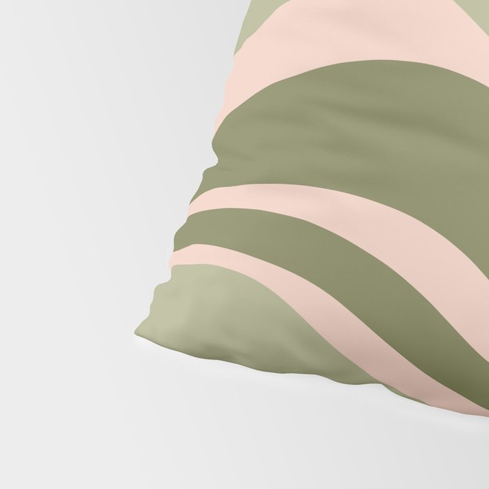 Modern Retro Liquid Swirl Abstract Pattern Sage Olive Green and Pale Blush Pink Pillow Sham Gallery Image 4