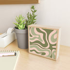 Modern Retro Liquid Swirl Abstract Pattern Sage Olive Green and Pale Blush Pink Mini Art Print Gallery Image 2