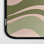 Modern Retro Liquid Swirl Abstract Pattern Sage Olive Green and Pale Blush Pink Laptop Sleeve Gallery Image 3