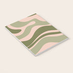 Modern Retro Liquid Swirl Abstract Pattern Sage Olive Green and Pale Blush Pink Notebook Gallery Image 3