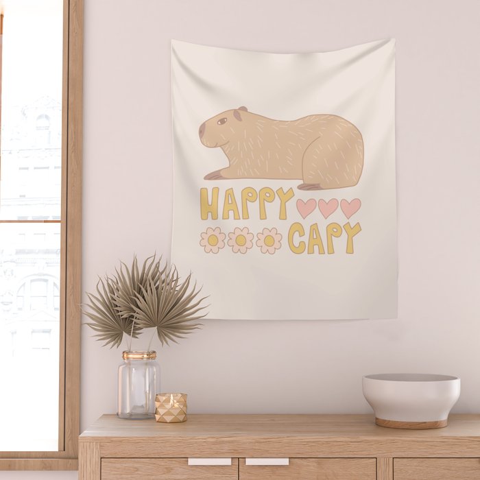 Happy capybara Wall Tapestry Gallery Image 2