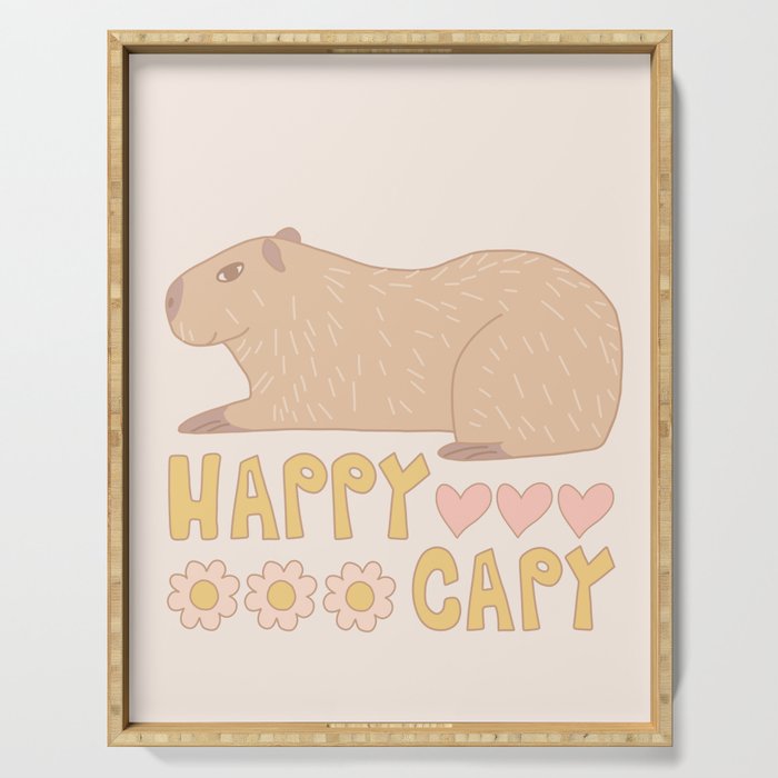 Happy capybara Serving Tray Gallery Image 1