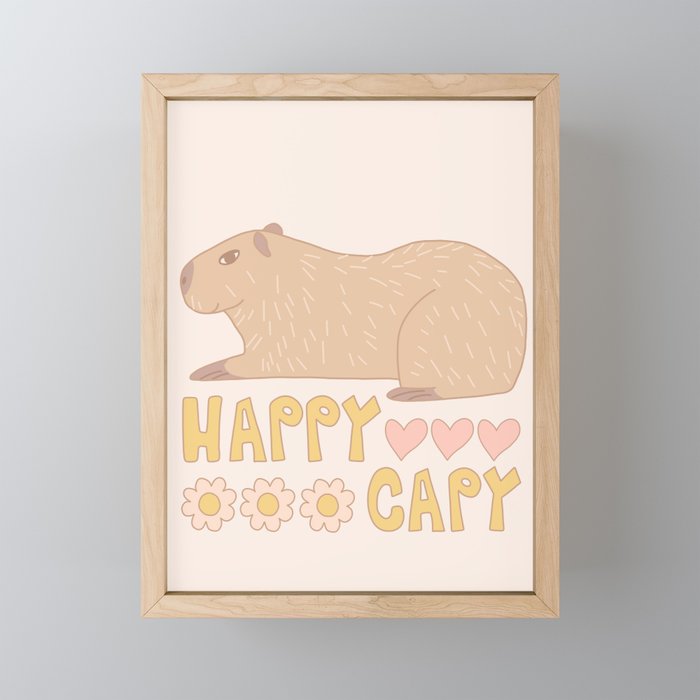 Happy capybara Mini Art Print Gallery Image 1