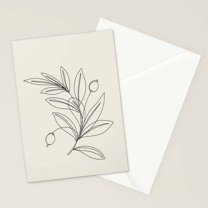 Line Olive Branch Stationery Card Gallery Image 2