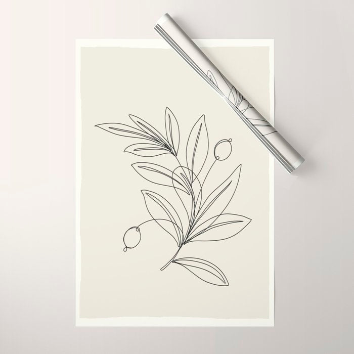 Line Olive Branch Wrapping Paper Gallery Image 1