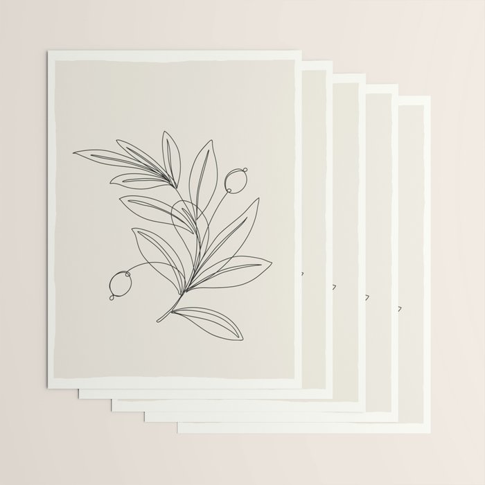 Line Olive Branch Wrapping Paper Gallery Image 3