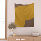 Yellow and Brown Contemporary Shape Wall Tapestry Gallery Image 2