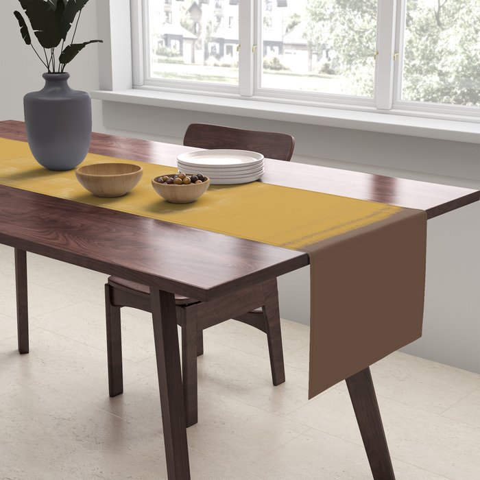 Yellow and Brown Contemporary Shape Table Runner Gallery Image 2
