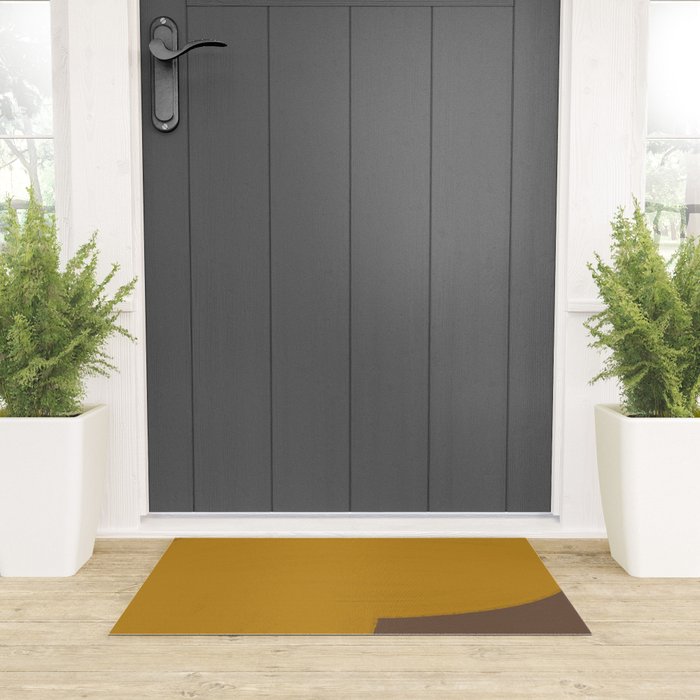 Yellow and Brown Contemporary Shape Welcome Mat Gallery Image 3