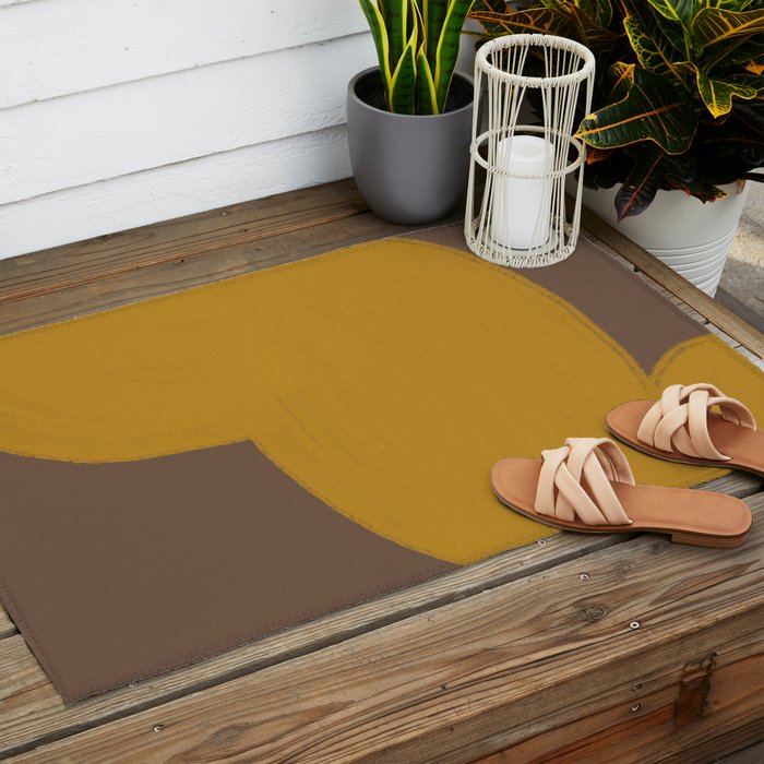 Yellow and Brown Contemporary Shape Outdoor Rug Gallery Image 2
