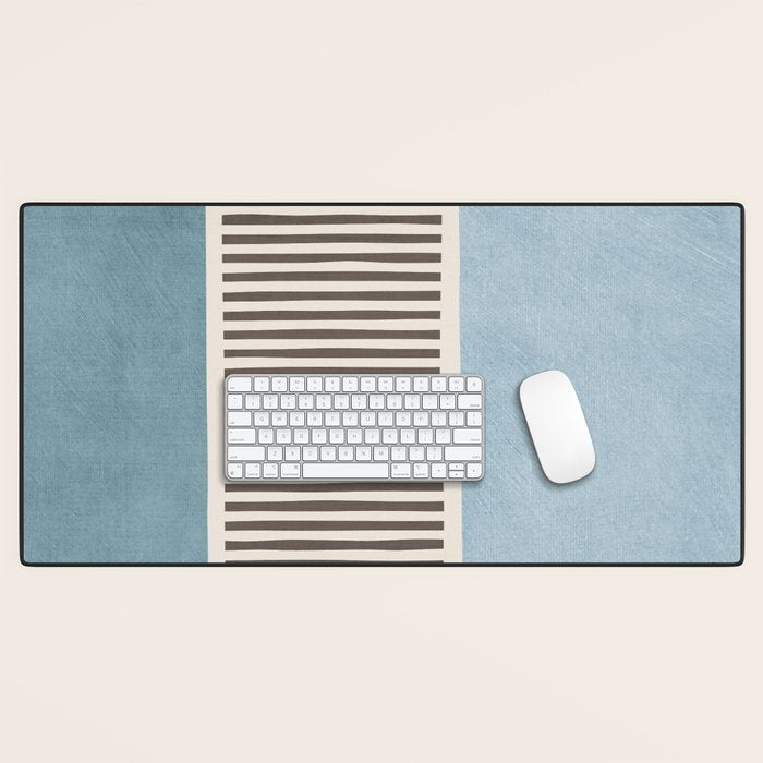 Light Blue Gray Lines Modern Minimal Abstract Artwork Desk Mat Gallery Image 1
