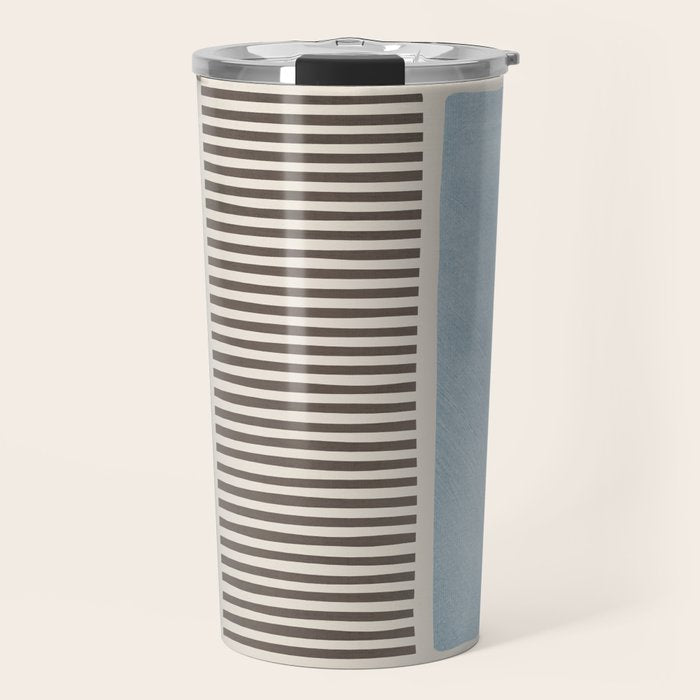 Light Blue Gray Lines Modern Minimal Abstract Artwork Travel Mug Gallery Image 1