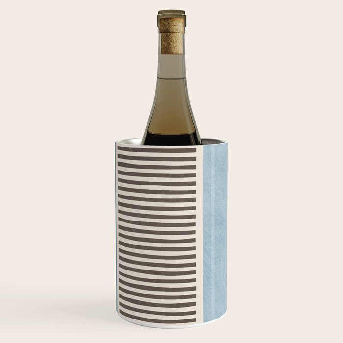 Light Blue Gray Lines Modern Minimal Abstract Artwork Wine Chiller Gallery Image 1