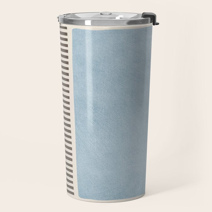 Light Blue Gray Lines Modern Minimal Abstract Artwork Travel Mug Gallery Image 2