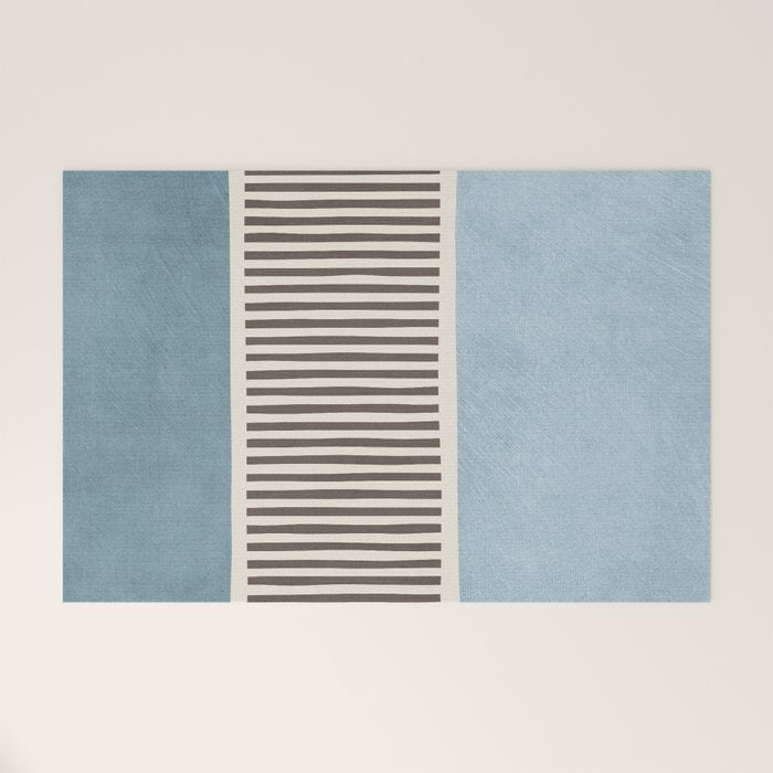 Light Blue Gray Lines Modern Minimal Abstract Artwork Welcome Mat Gallery Image 1