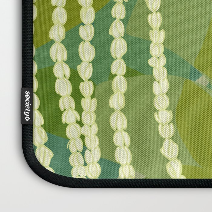 Pikake Lei strands over textured banana leaves Laptop Sleeve Gallery Image 3