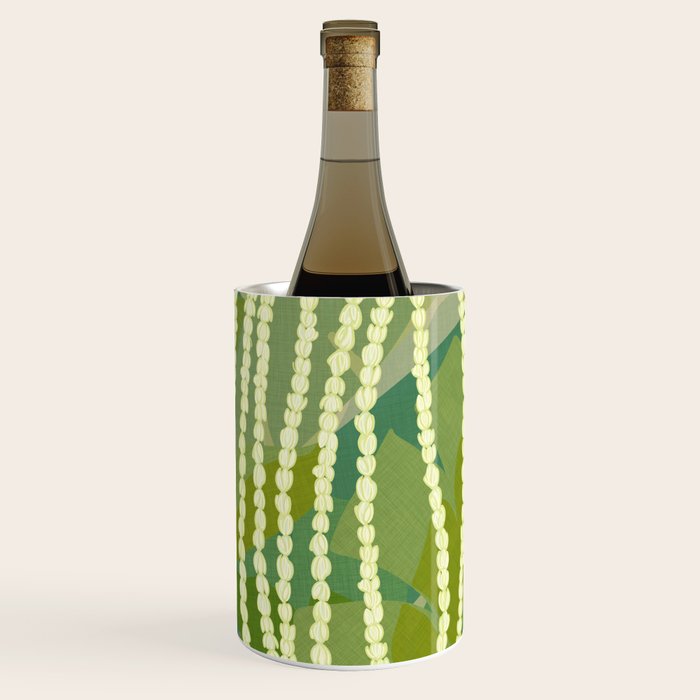 Pikake Lei strands over textured banana leaves Wine Chiller Gallery Image 2