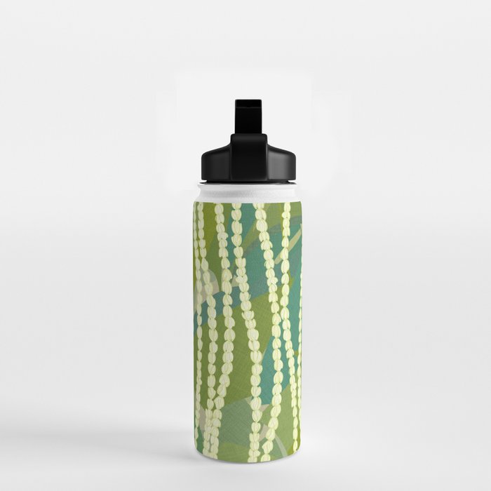 Pikake Lei strands over textured banana leaves Water Bottle Gallery Image 2
