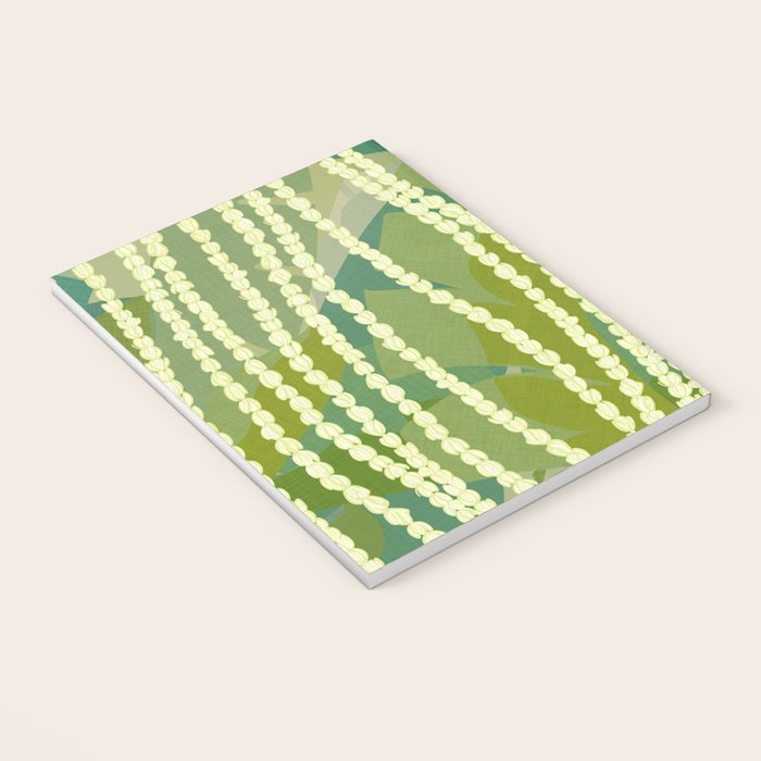 Pikake Lei strands over textured banana leaves Notebook Gallery Image 3