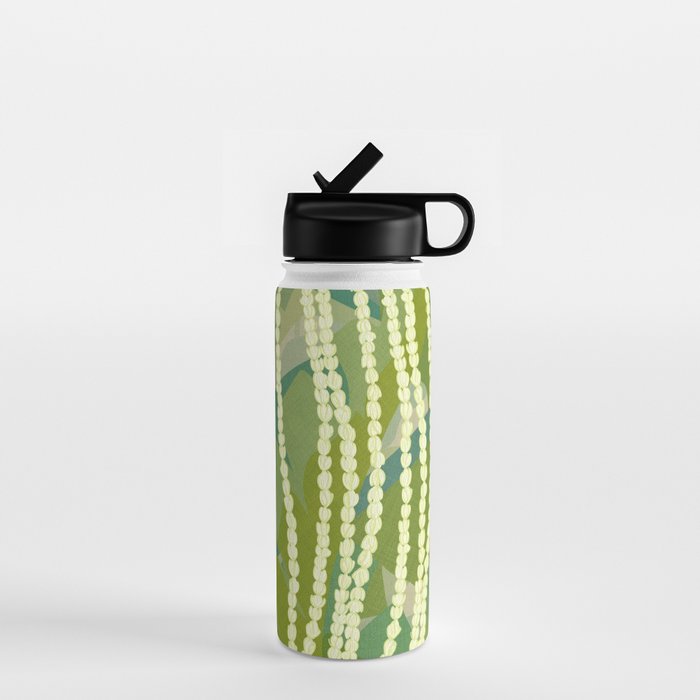 Pikake Lei strands over textured banana leaves Water Bottle Gallery Image 1