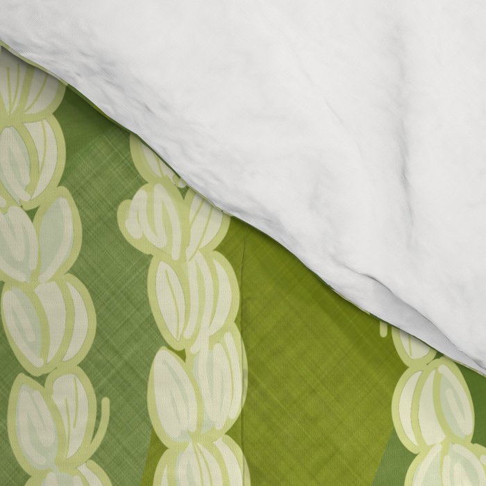 Pikake Lei strands over textured banana leaves Comforter Gallery Image 4