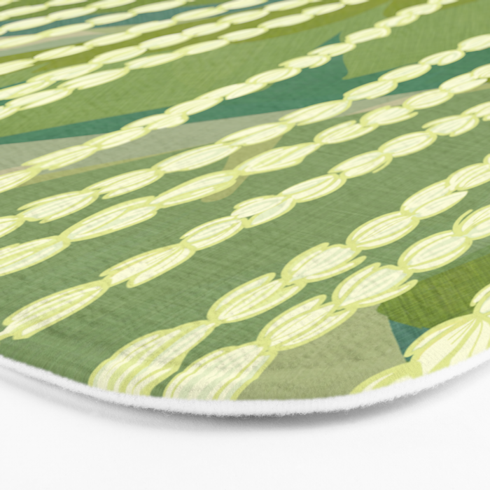 Pikake Lei strands over textured banana leaves Bath Mat Gallery Image 3