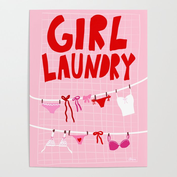 Girl Laundry - Pink and Red Poster Gallery Image 1