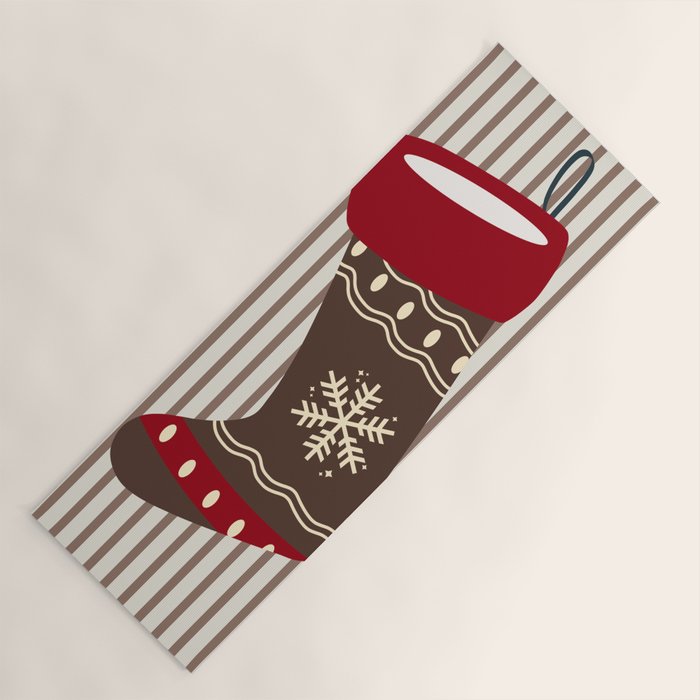 Christmas Stocking Brown And Red Yoga Mat Gallery Image 1