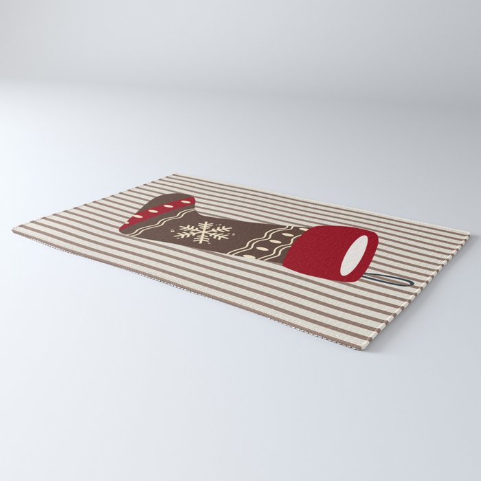Christmas Stocking Brown And Red Rug Gallery Image 3