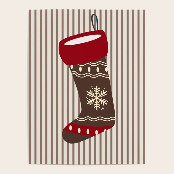 Christmas Stocking Brown And Red Poster Gallery Image 4