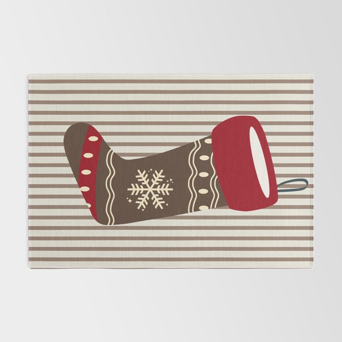 Christmas Stocking Brown And Red Rug Gallery Image 2