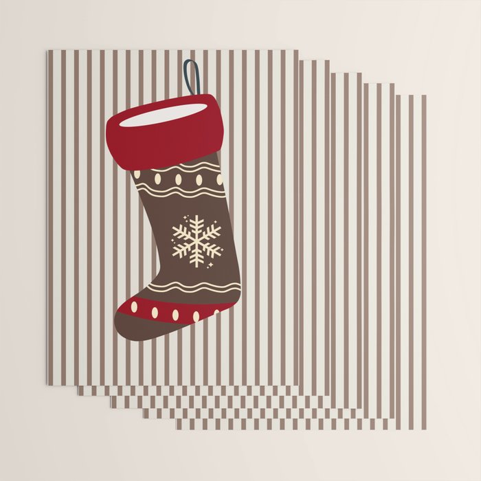 Christmas Stocking Brown And Red Wrapping Paper Gallery Image 3