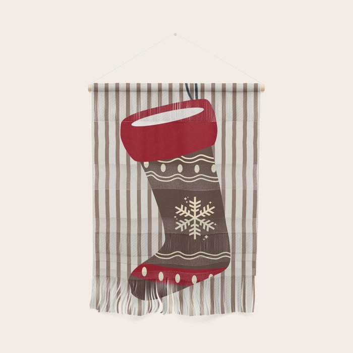 Christmas Stocking Brown And Red Wall Hanging Gallery Image 1