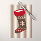 Christmas Stocking Brown And Red Wrapping Paper Gallery Image 1