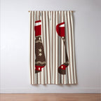 Christmas Stocking Brown And Red Window Curtain Gallery Image 3