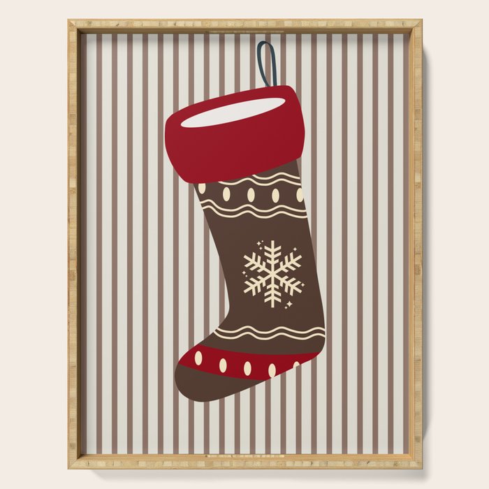 Christmas Stocking Brown And Red Serving Tray Gallery Image 1