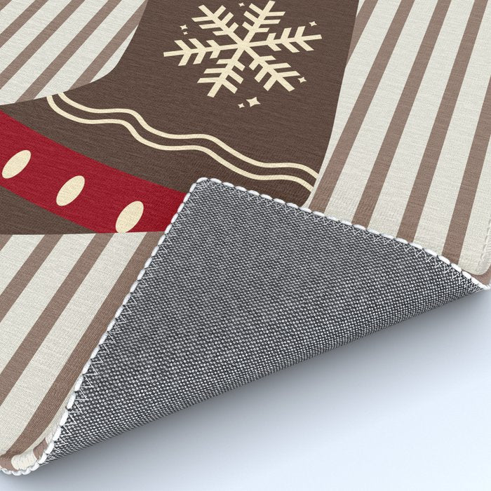 Christmas Stocking Brown And Red Rug Gallery Image 4