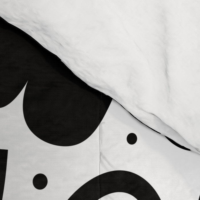 Black abstract organic shape doodle pattern Comforter Gallery Image 4