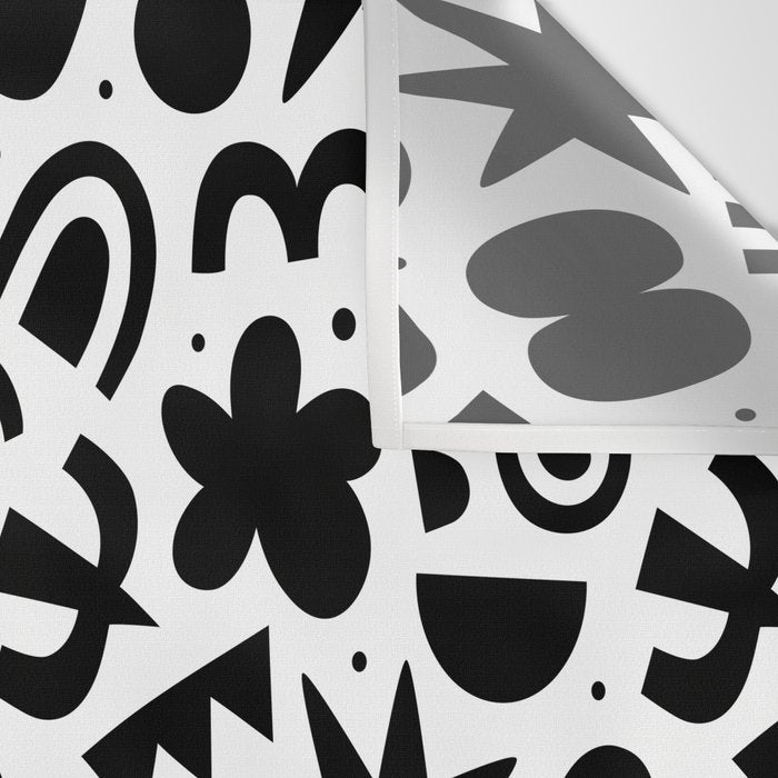 Black abstract organic shape doodle pattern Wall Tapestry Gallery Image 3