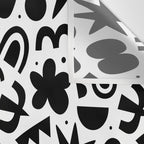 Black abstract organic shape doodle pattern Wall Tapestry Gallery Image 3